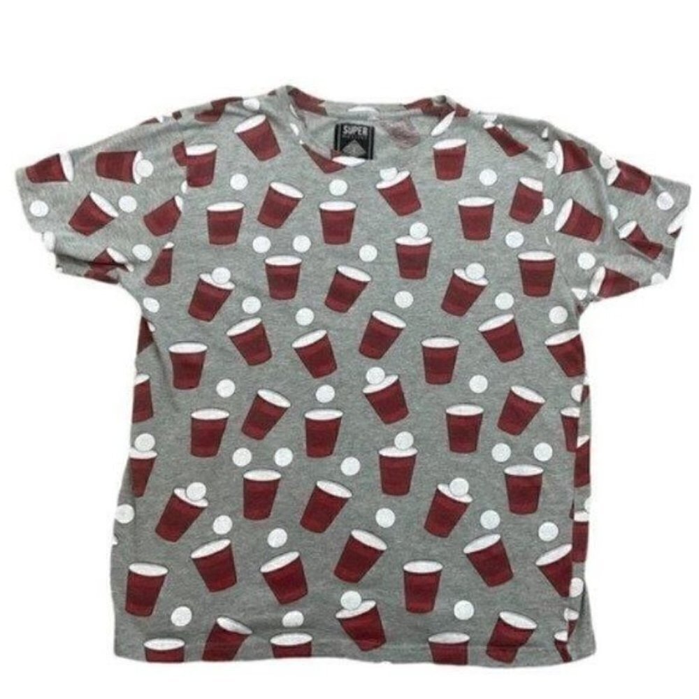 SUPER Massive Beer Pong Gray XL T-Shirt Tee